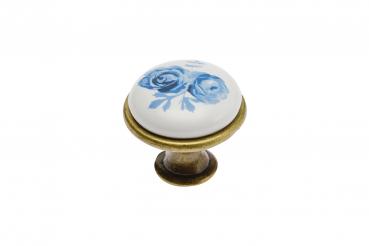 Porzellanknopf J4 Altmessing - Altsilber - Porzellan