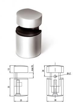 Preview: Bodenträger bis 16mm - Aluminium - Chrom - Satin