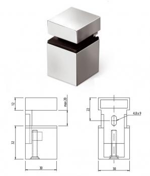 Preview: Bodenträger bis 20mm - Aluminium - Chrom - Edelstahl / INOX - Satin
