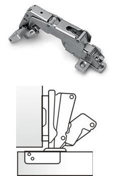 Preview: Winkelscharnier 165° Öffnungswinkel mit Kreuzmontageplatte