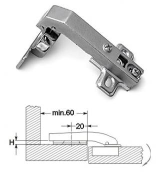 Preview: Winkelscharnier 90° Öffnungswinkel mit Kreuzmontageplatte
