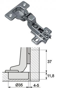 Preview: Topfscharniere Ø35 Einliegend mit Kreuzmontageplatte