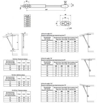 Preview: Gasdruckfeder GTV mit 120N Kraft, 250mm lang