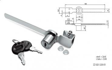 Preview: Glastürschloss mit Zahnstange verchromt