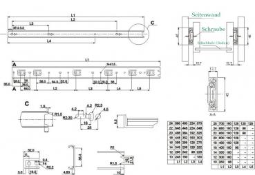 Preview: Schubkastenführungen 250mm Vollauszug H-45 GTV Prestige