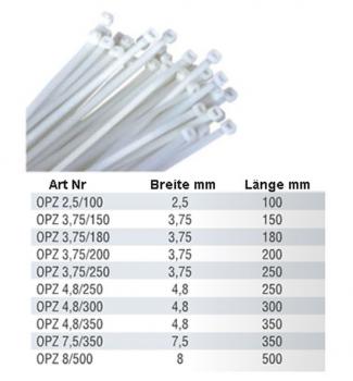 Preview: Kabelbinder 2,5 x 100 mm natur