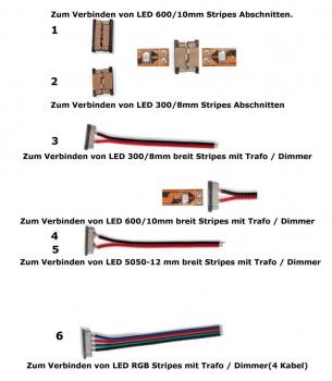 Preview: LED Kabeladapter 300/8mm breit Stripes mit Trafo/Dimmer Nr 3