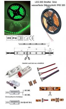 Preview: LED-300 Streifen Grün wasserfeste Silikonschicht IP65 12V, 5 cm