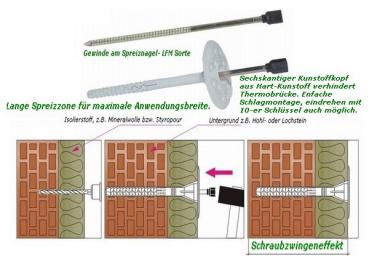 Preview: Dämmstoffdübel LFM 8x100 mit Stahlnagel und Kunststoffkopf, 100Stück