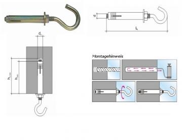 Preview: Stahlanker 8x85 mit Rundhaken (C), 1 Stück