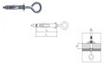 Preview: Mollydübel mit Ösenschraube 4x32, 10 Stück