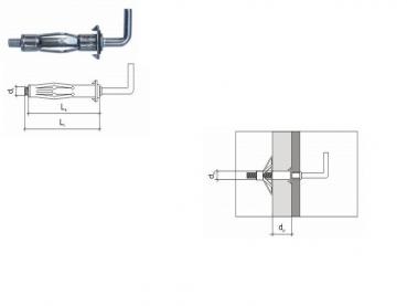 Preview: Mollydübel mit Schraubhaken 4x32, 10 Stück