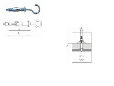 Preview: Mollydübel mit Deckenhaken 4x32, 10 Stück