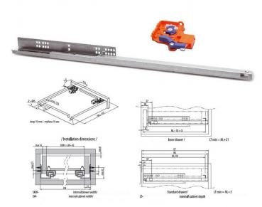 Preview: Vollauszug Set Holzschubkästen 250mm mit Push to Open System