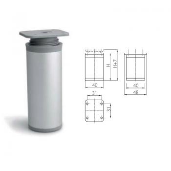 Preview: Aluminium Möbelbein 60mm hoch - rund, Farbe Aluminium (matt)