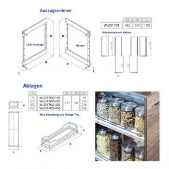 Preview: Universal Auszugrahmen für bis zu 4 Ablagen Silber