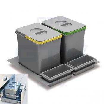 Trennsystem für Schubladen mit 2x15L Sammler und 2 Ablagenschalen