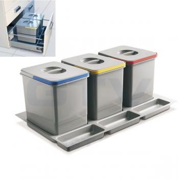 Trennsystem für Schubladen mit 3x15L Sammler und 3 Ablagenschalen
