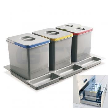 Trennsystem für Schubladen mit 2x15L + 2x7L Sammler