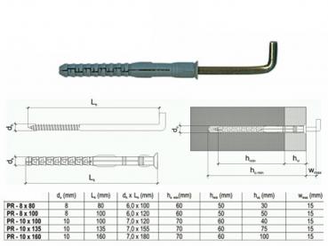 Preview: Rahmendübel mit L Haken 10x100mm, 50Stück