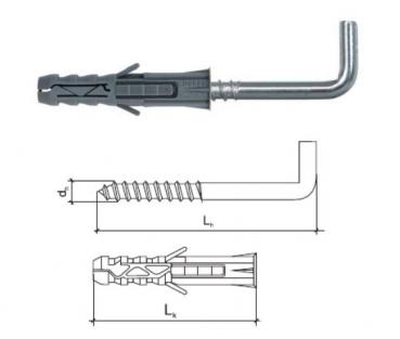 Preview: Dübel mit Winkelhaken 6mm, 200 Stück