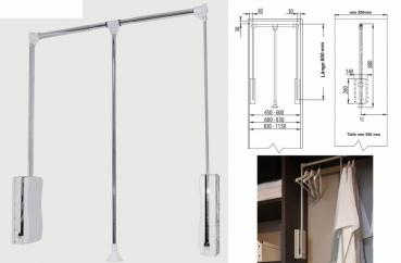 Preview: Garderobenlift für Schrankbreite 450-600mm weiß