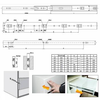 Preview: Vollauszugführungen 300mm mit Öffnungssystem GTV
