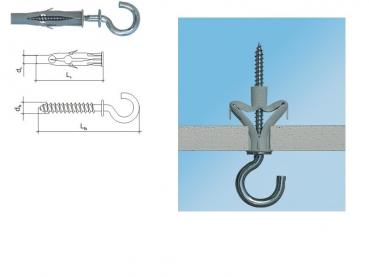 Universaldübel mit Deckenhaken 6x65, 50 Stück