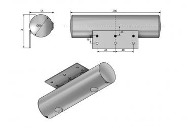 Preview: Möbelbein flach SL 05 verchromt Ø50 x 200mm