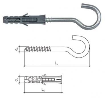 Preview: Dübel mit Deckenhaken  6mm, 100Stück