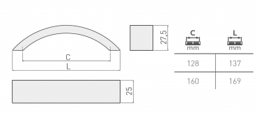 Preview: Möbelgriff UA-338 Aluminium - Lochabstand 128 mm - 160mm