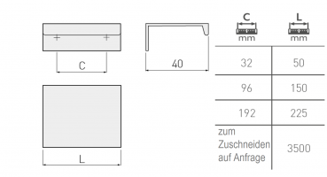 Preview: Griffleiste HEXI - Aluminium - Chrom - Schwarz Matt - Weiss Matt - Lochabstand 32mm - 192mm