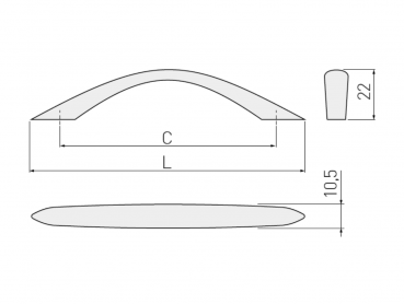 Preview: Möbelgriff UZ-01 Aluminium - Chrom - Messing - Satin - Lochabstand 96mm - 128mm
