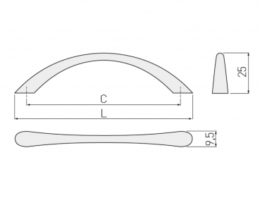 Preview: Möbelgriff UZ-07 Aluminium - Chrom - Messing - Satin - Lochabstand 96mm