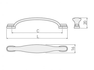 Preview: Möbelgriff UZ-10 - Altmessing - Lochabstand 96mm