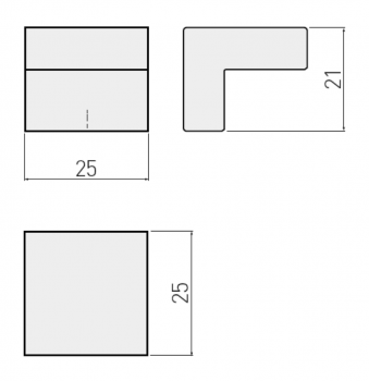 Preview: Möbelgriff UZ-55 Aluminium - Chrom 25 x 21 mm
