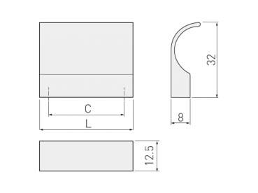 Preview: Möbelgriff UZ-605 Aluminium - Chrom - Lochabstand 32mm
