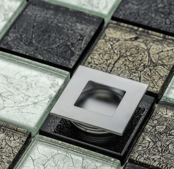 Preview: Einlassgriff / Muschelgriff B226 - quadratisch 40mm - Aluminium - Chrom - Satin - Schwarz - Weiss