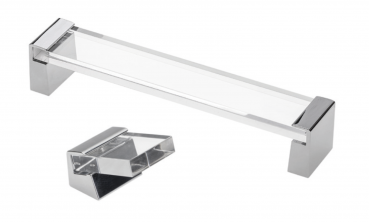 Preview: Möbelgriff Oliva Acryl / Edelstahl - Lochabstand 160mm - 256mm