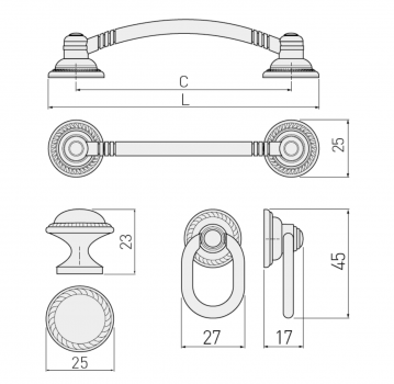 Preview: Möbelknopf RENNES Altmessing
