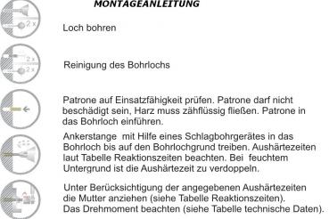 Preview: Verbundankerpatrone M8 - M16 / für Bohrungen 10mm - 18mm - 2 Stück