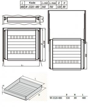 Preview: Kunststoff Korb mit Ausziehrahmen 480mm