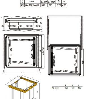 Preview: Einhängekorb mit Ausziehrahmen 480mm