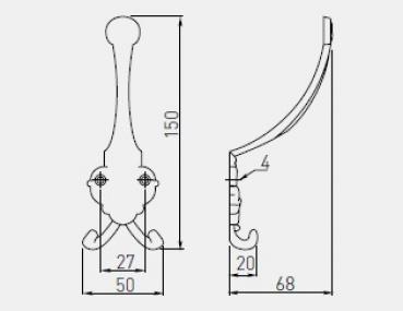 Preview: Kleiderhaken - Rustikal Doppelhaken