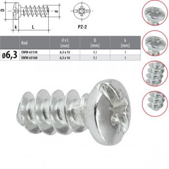 Preview: Euro-Schraube 6,3x16 mm Linsenkopf verzinkt