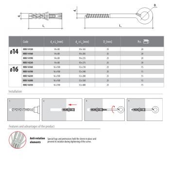Preview: Gerüstösen mit Dübel 14 x 120 mm, 10 Stück