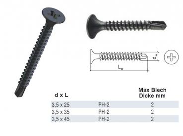 Preview: Bohrschrauben 3,5x2,5mm, 1000Stück