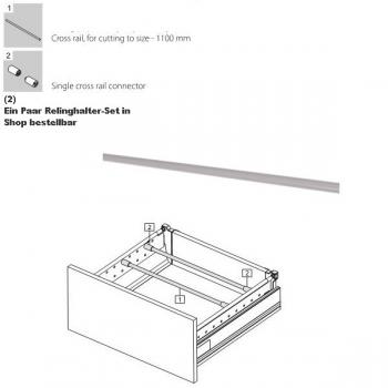 Preview: Querreling für MBox Einteilungssystem kurzbar 1,1m lang grau