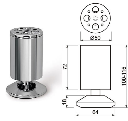 Befestigungen24 - Möbelbein aluminium mit Höhenverstellung