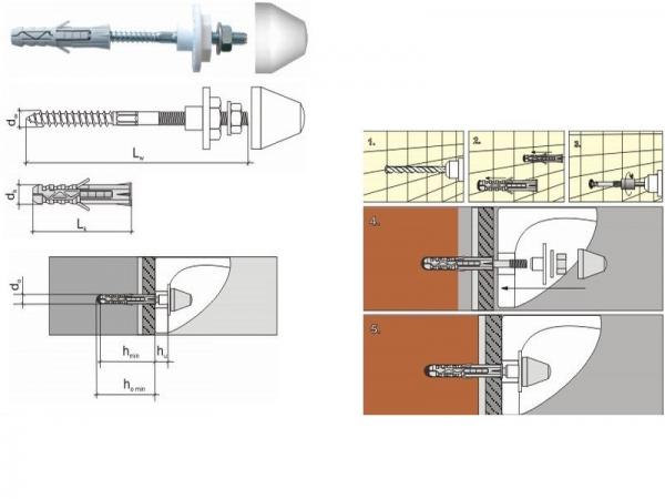 Waschtischbefestigung-Set verzinkt M 12x120mm